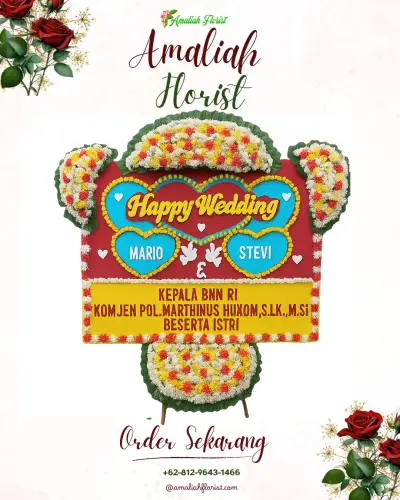 Karangan Papan Bunga Pernikahan di Demen